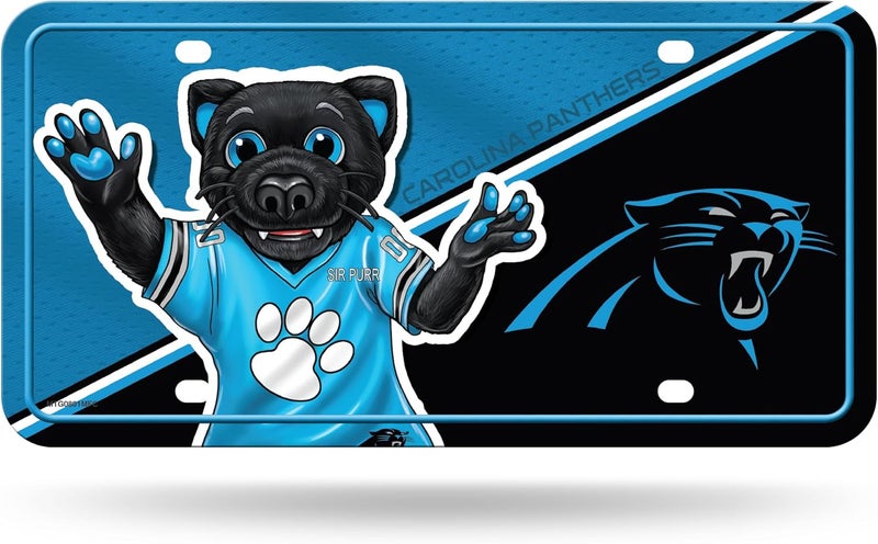 NFL Football Carolina Panthers Mascot Design Metal Auto Tag 6" x 12" - Great for Truck/Car/SUV